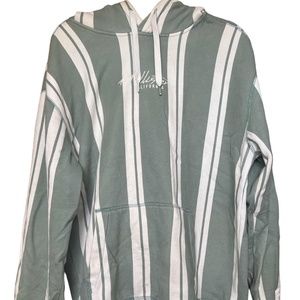 Hollister green and white stripe hoodie